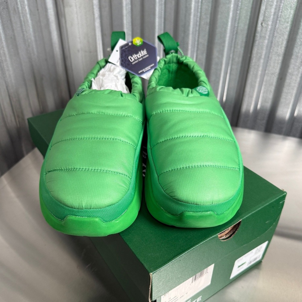 Lacoste Serve Slipper 223 1 CMA Green Puffer Quilted Slip On Mens 10 NEW